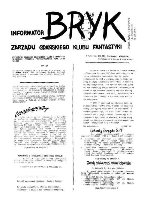 Okładka: Bryk, #3 styczeń 1988