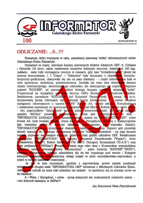 Okładka: Informator GKF #100 specjalny