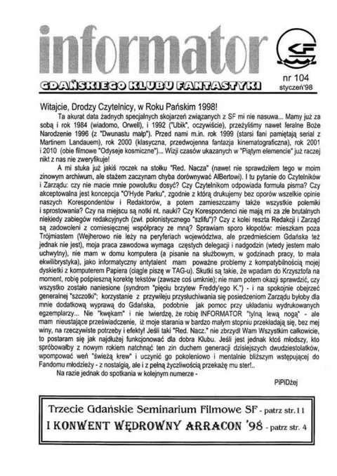 Okładka: Informator GKF, #104 styczeń 1998