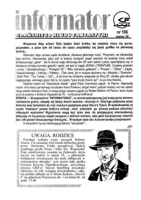 Okładka: Informator GKF, #106 marzec 1998