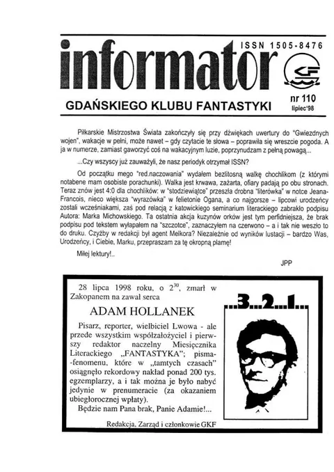 Okładka: Informator GKF, #110 lipiec 1998