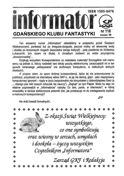 Okładka: Informator GKF, #118 marzec 1999