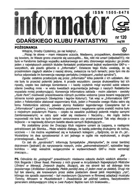 Okładka: Informator GKF, #120 maj 1999