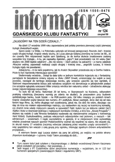 Okładka: Informator GKF, #124 sierpień 1999
