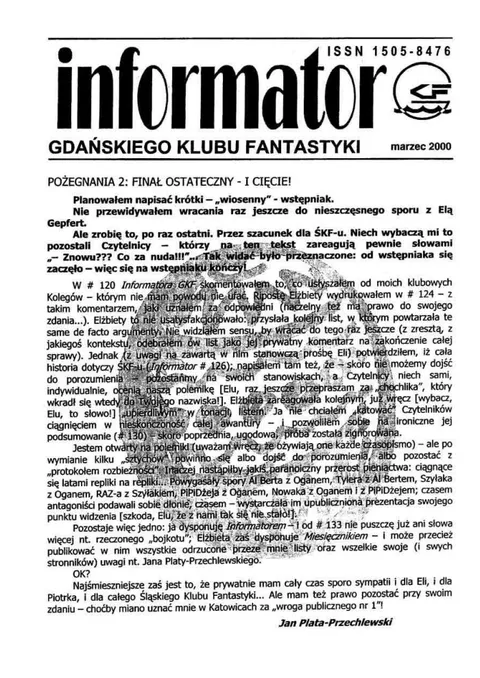 Okładka: Informator GKF, #132 marzec 2000