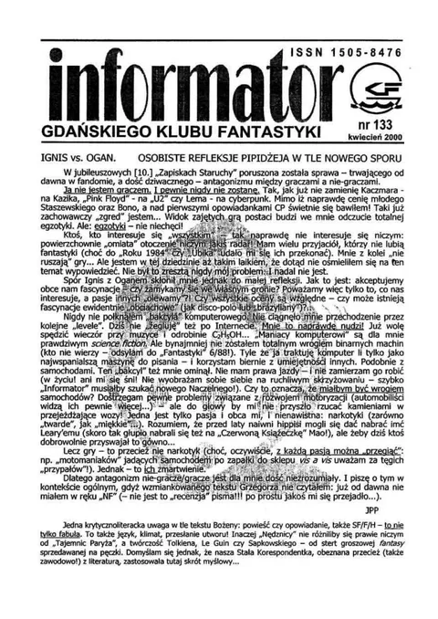 Okładka: Informator GKF, #133 kwiecień 2000