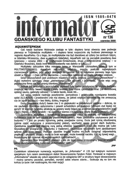 Okładka: Informator GKF, #136 czerwiec 2000
