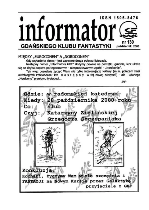 Okładka: Informator GKF, #139 październik 2000