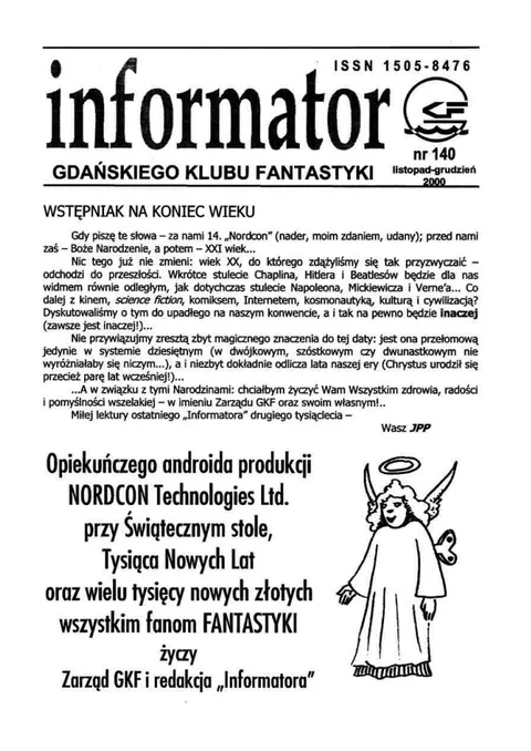 Okładka: Informator GKF, #140 listopad – grudzień 2000