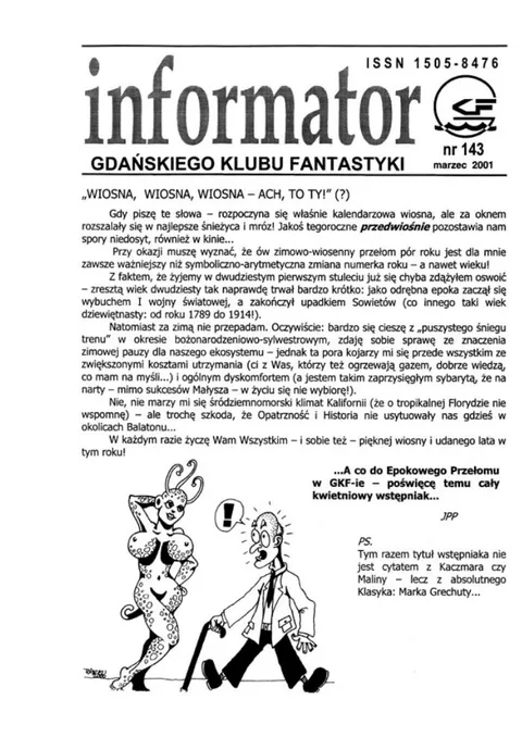 Okładka: Informator GKF, #143 marzec 2001