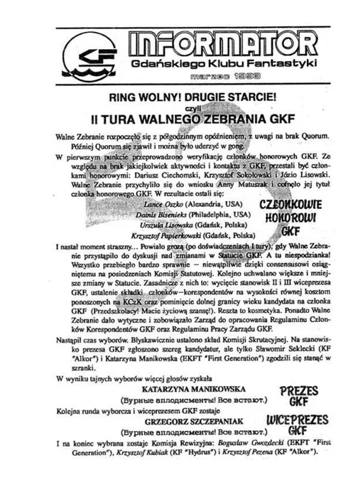 Okładka: Informator GKF, #53 marzec 1993