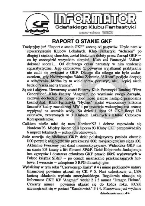 Okładka: Informator GKF, #56 czerwiec 1993