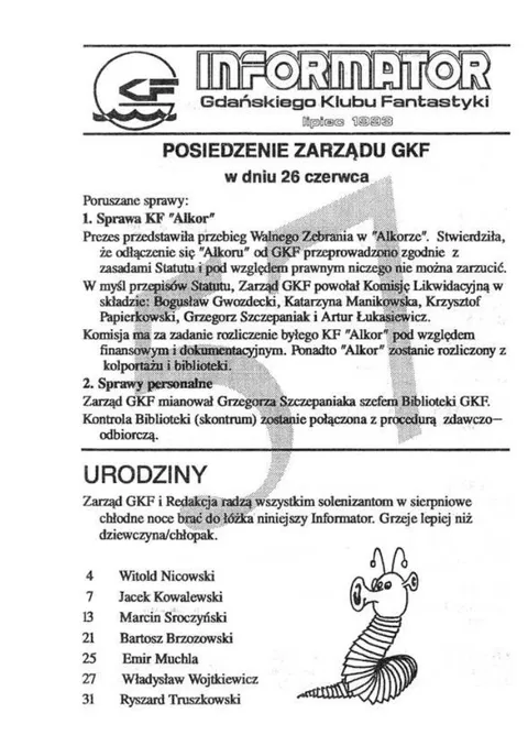 Okładka: Informator GKF, #57 lipiec 1993