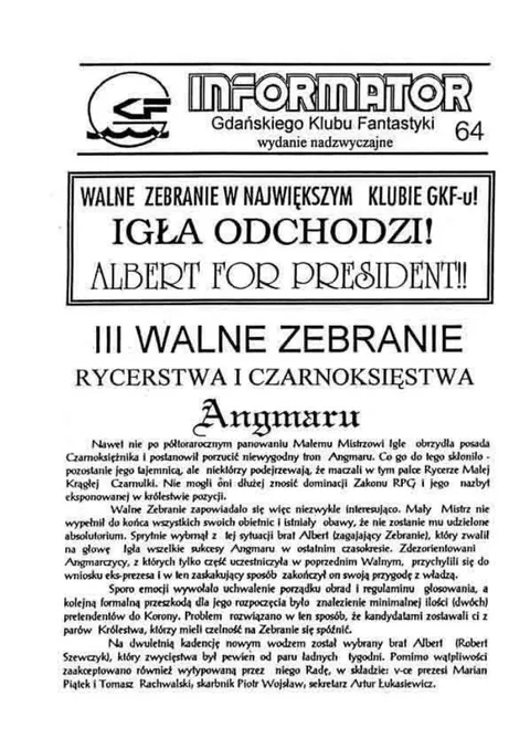 Okładka: Informator GKF #64 specjalny