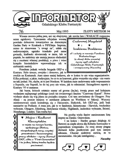 Okładka: Informator GKF, #76 maj 1995