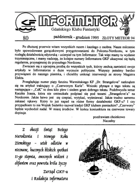 Okładka: Informator GKF, #80 październik – grudzień 1995