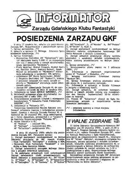 Okładka: Informator Zarządu GKF, #11 grudzień 1988