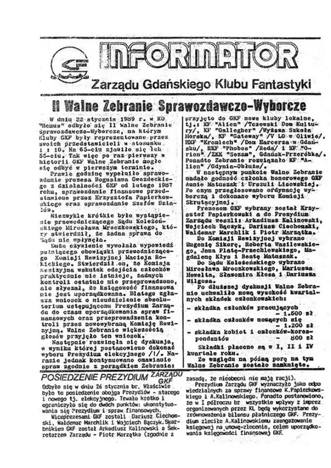 Okładka: Informator Zarządu GKF, #12 luty 1989