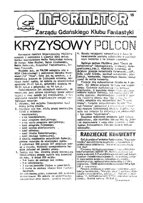 Okładka: Informator Zarządu GKF, #15 lipiec – sierpień 1989
