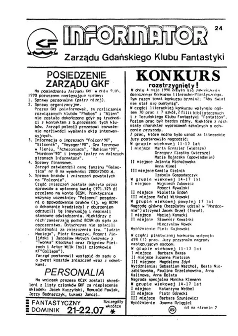 Okładka: Informator Zarządu GKF, #24 maj 1990