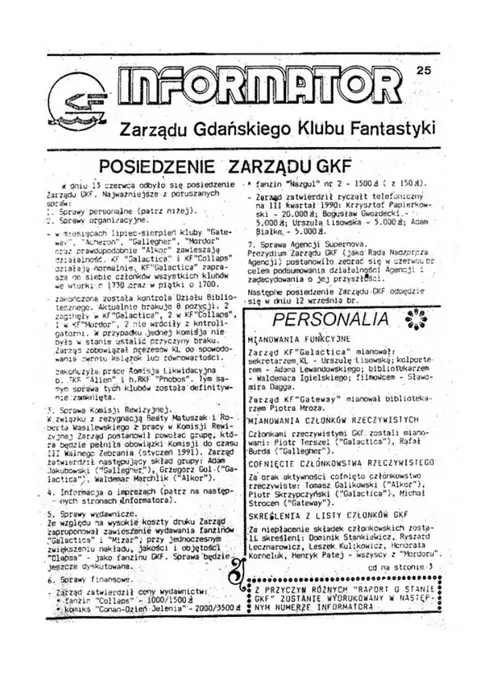 Okładka: Informator Zarządu GKF, #25 czerwiec 1990