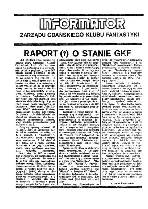 Okładka: Informator Zarządu GKF, #7 sierpień 1988
